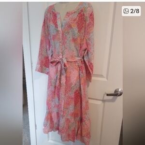 Talbots Pink Floral Midi Dress